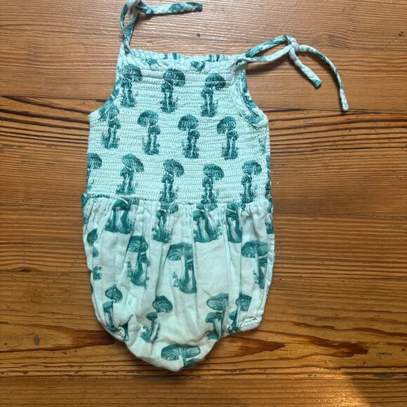 Kate Quinn Organics teal blue mushroom smocked bodysuit SIZE 3T - Picture 5 of 5